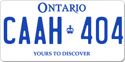 ON license plate CAAH404