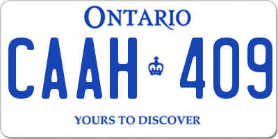 ON license plate CAAH409