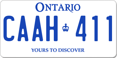 ON license plate CAAH411