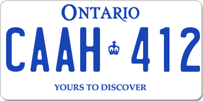 ON license plate CAAH412