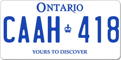 ON license plate CAAH418