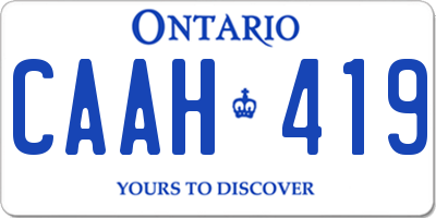 ON license plate CAAH419