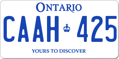 ON license plate CAAH425