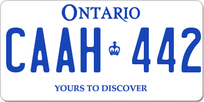 ON license plate CAAH442