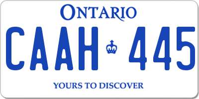 ON license plate CAAH445