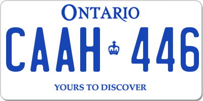 ON license plate CAAH446