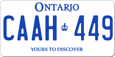 ON license plate CAAH449