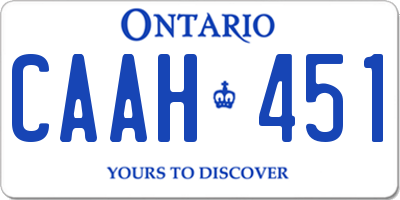 ON license plate CAAH451