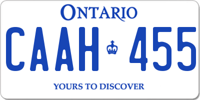 ON license plate CAAH455