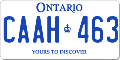 ON license plate CAAH463