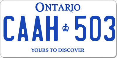 ON license plate CAAH503