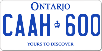 ON license plate CAAH600