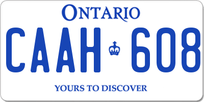 ON license plate CAAH608