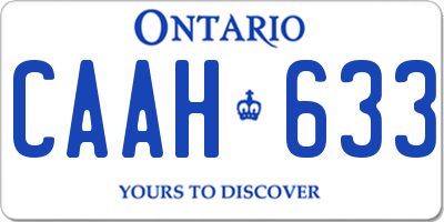 ON license plate CAAH633