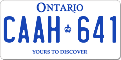 ON license plate CAAH641