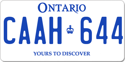 ON license plate CAAH644