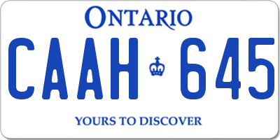 ON license plate CAAH645