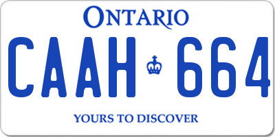 ON license plate CAAH664