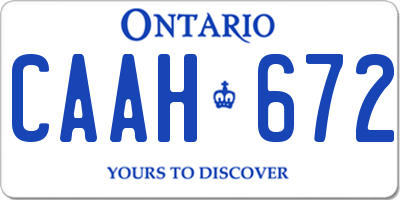 ON license plate CAAH672