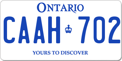 ON license plate CAAH702