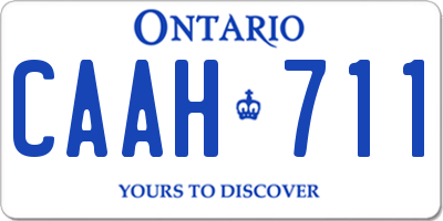 ON license plate CAAH711