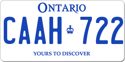 ON license plate CAAH722