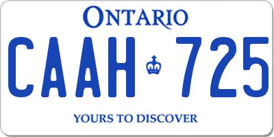 ON license plate CAAH725