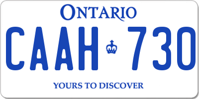 ON license plate CAAH730