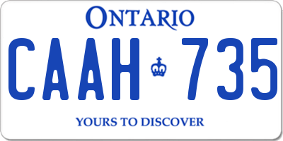 ON license plate CAAH735