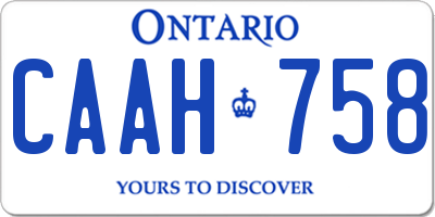 ON license plate CAAH758