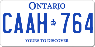 ON license plate CAAH764