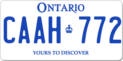 ON license plate CAAH772