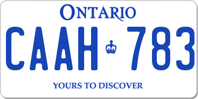 ON license plate CAAH783