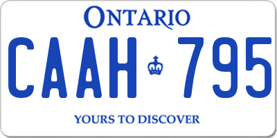 ON license plate CAAH795