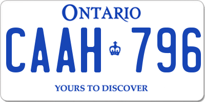 ON license plate CAAH796