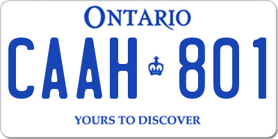 ON license plate CAAH801