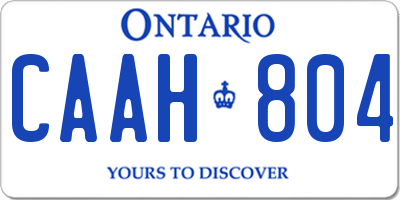 ON license plate CAAH804