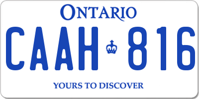 ON license plate CAAH816