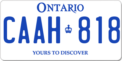 ON license plate CAAH818