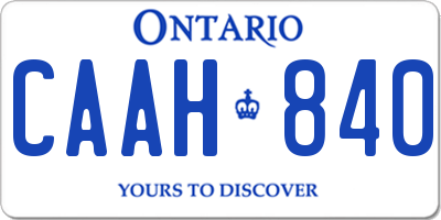 ON license plate CAAH840