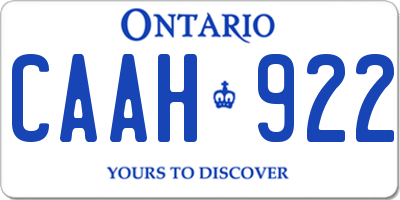 ON license plate CAAH922