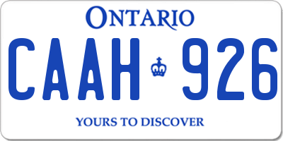 ON license plate CAAH926