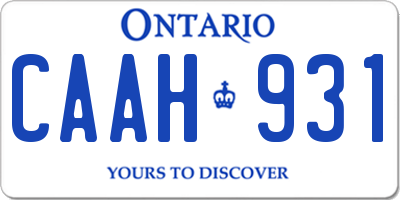 ON license plate CAAH931