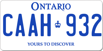 ON license plate CAAH932