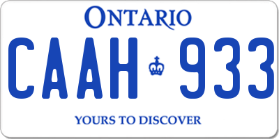 ON license plate CAAH933