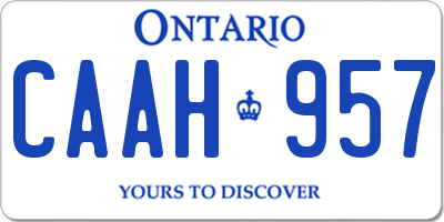 ON license plate CAAH957