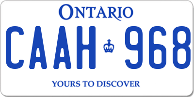 ON license plate CAAH968