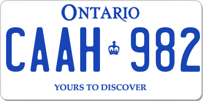 ON license plate CAAH982