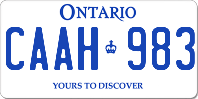 ON license plate CAAH983