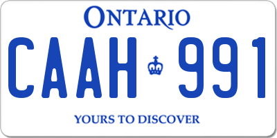 ON license plate CAAH991